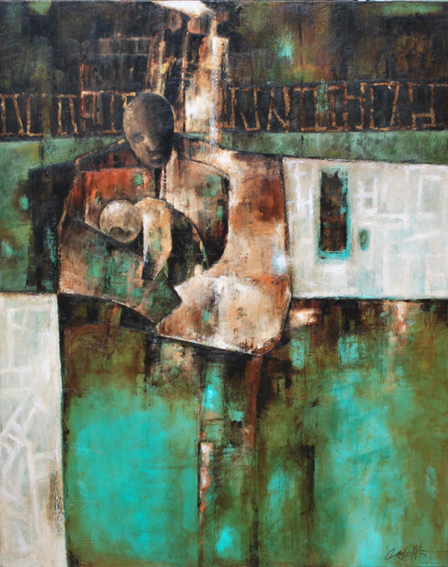 Silent, She's sleeping, 40 x 50 inches, Acrylic on canvas