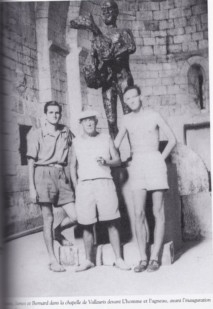 James Lord, Picasso y Bernard Minoret. Foto Dora Maar. Personajes de mi novela La mujer que llora