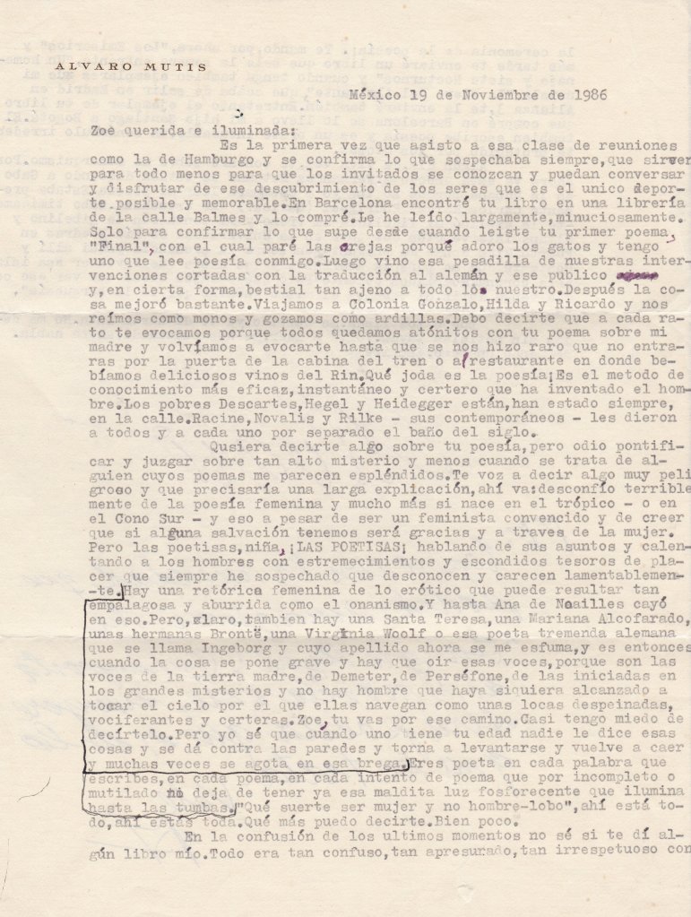Carta Álvaro Mutis 1