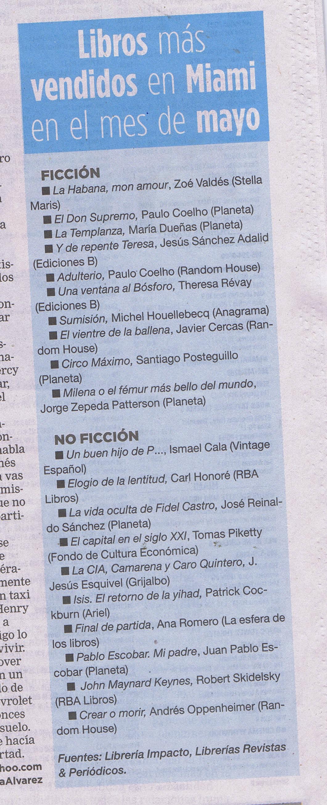 Más vendidos en mayo 2015